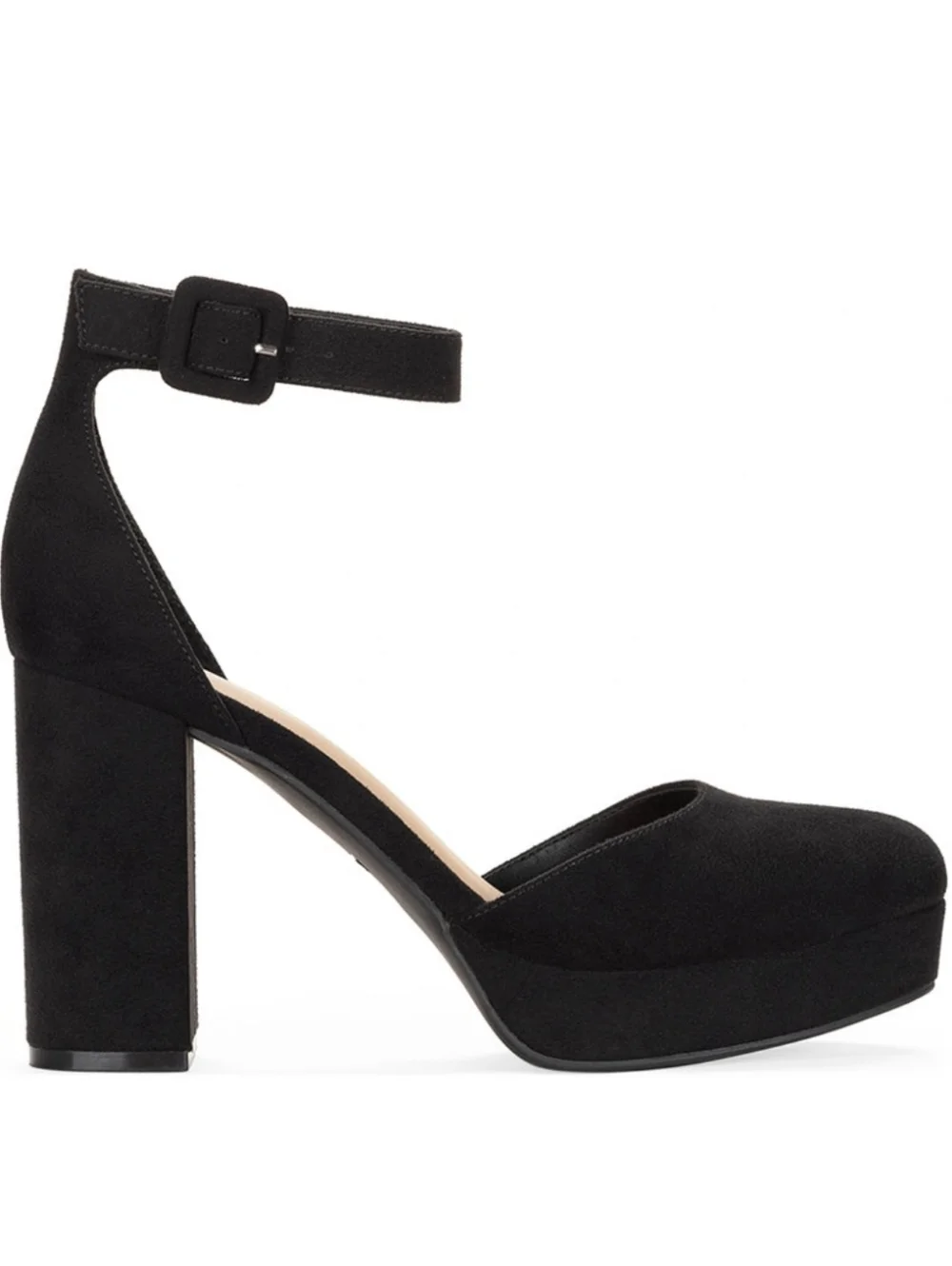 Sun + Stone NEW Black Ankle-Strap Block Heel Platforms Sz 12